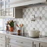 Moroccan White Star & Antique Cross Etched Marble Mosaic Tile