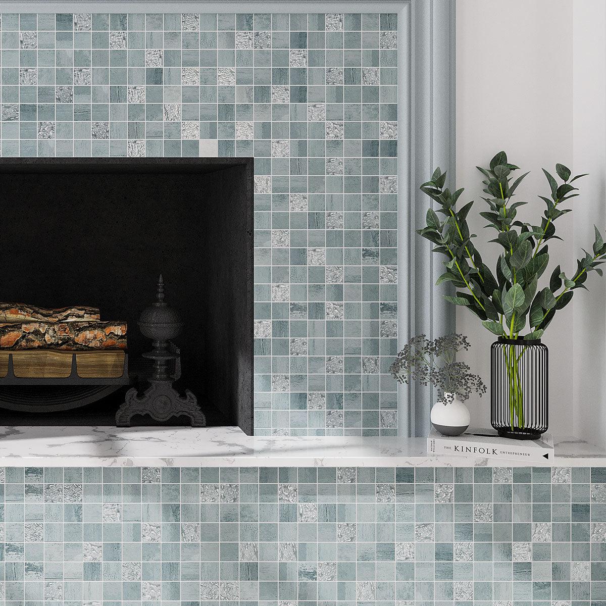 Mosaic Sospiro Ocean Ceramic Tile for a coastal fireplace surround