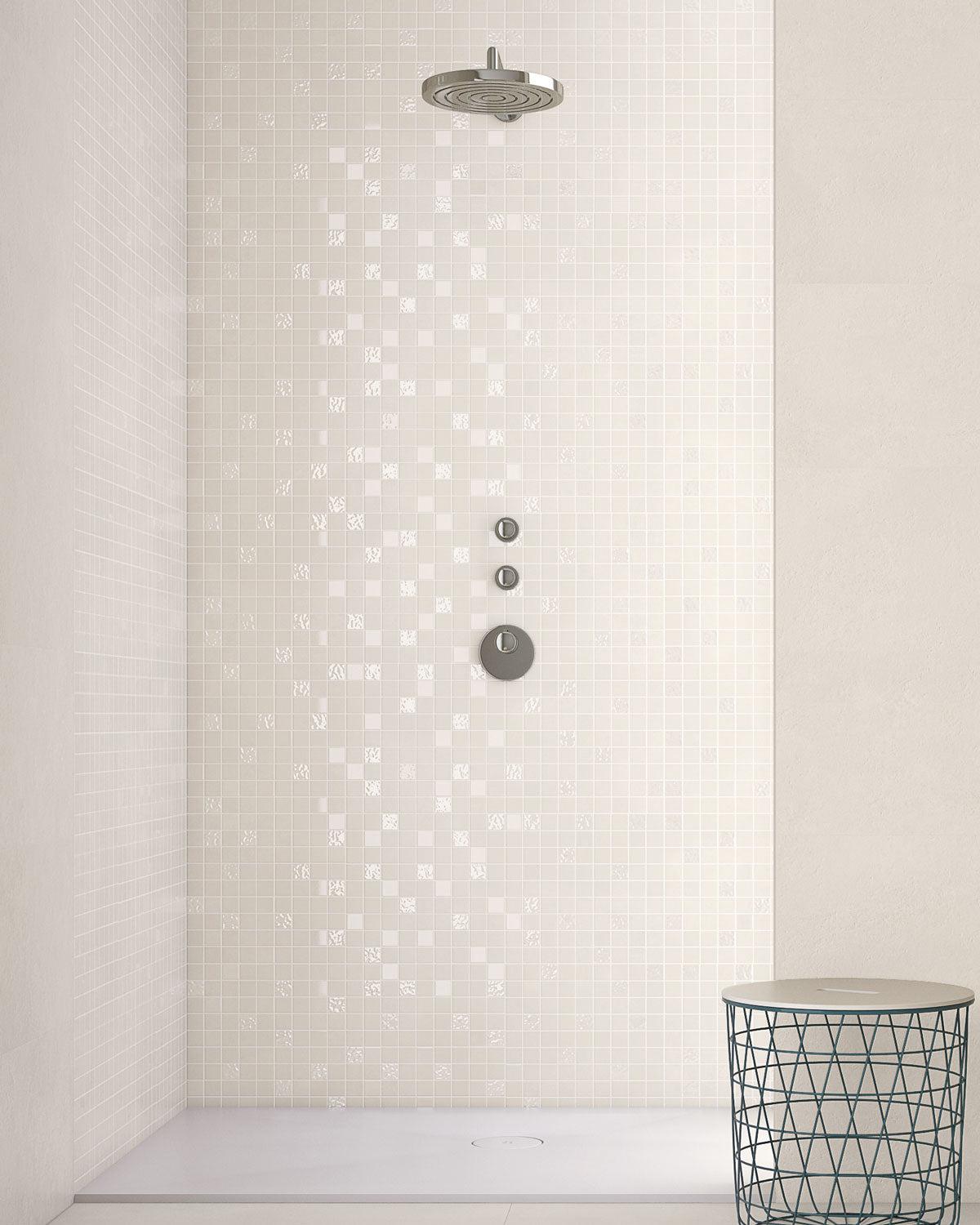 Mosaic Sospiro White Ceramic Tile Shower