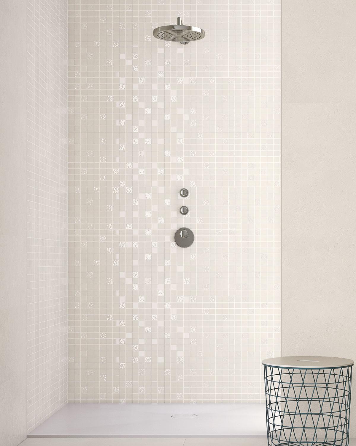 Mosaic Sospiro White Ceramic Tile Shower