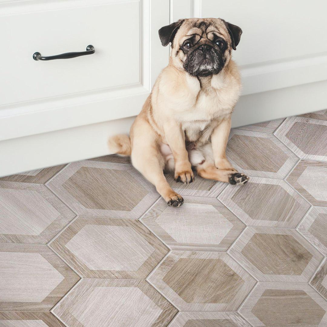 Esagona Intarcio White Wood Look Porcelain Tile | Tile Club