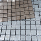Satin Taupe Squares Glass Tile | Tile Club
