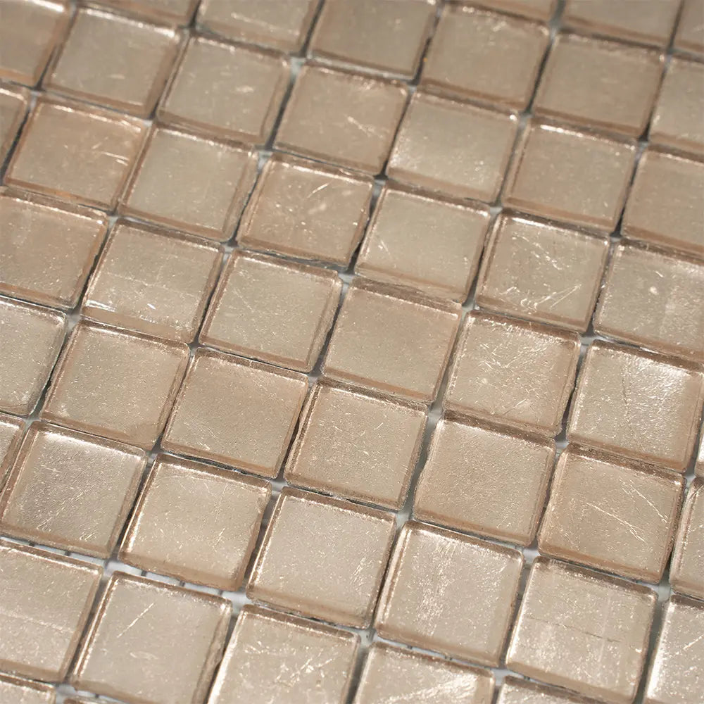 Satin Taupe Squares Glass Tile | Tile Club