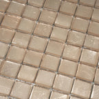 Satin Taupe Squares Glass Tile | Tile Club