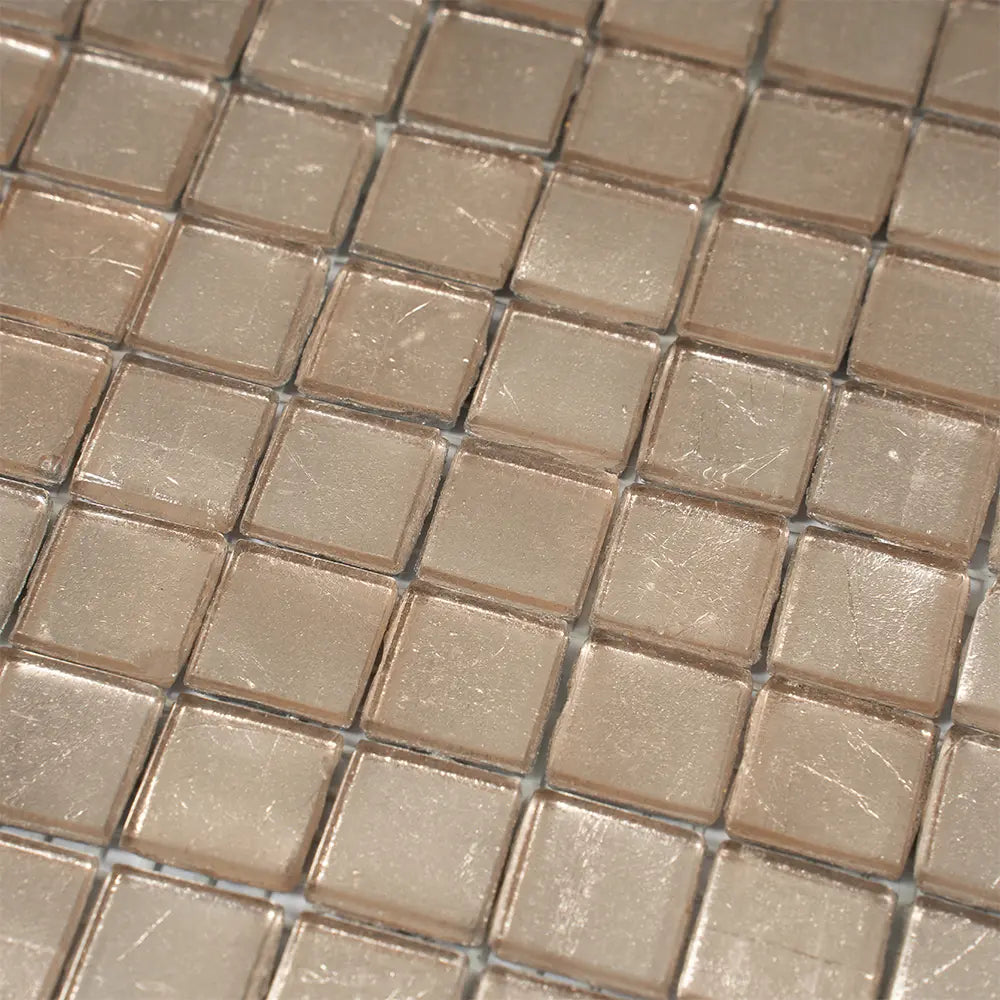 Satin Taupe Squares Glass Tile | Tile Club