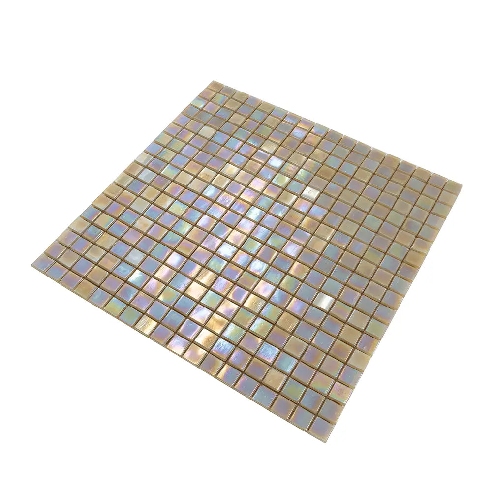 Amber Pearlescent Squares Glass Tile | Tile Club
