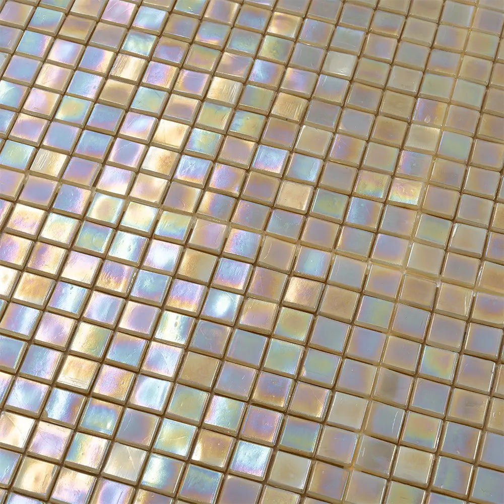 Amber Pearlescent Squares Glass Tile | Tile Club