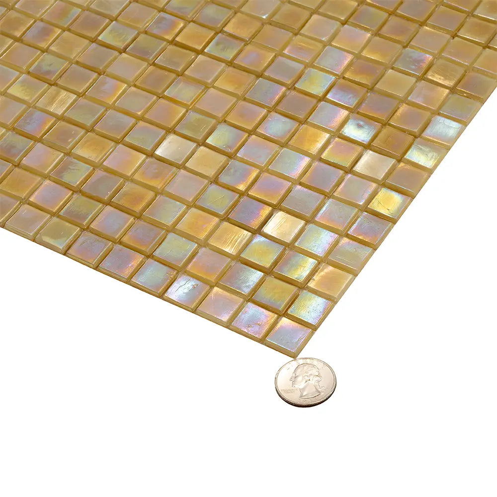 Amber Pearlescent Squares Glass Tile | Tile Club
