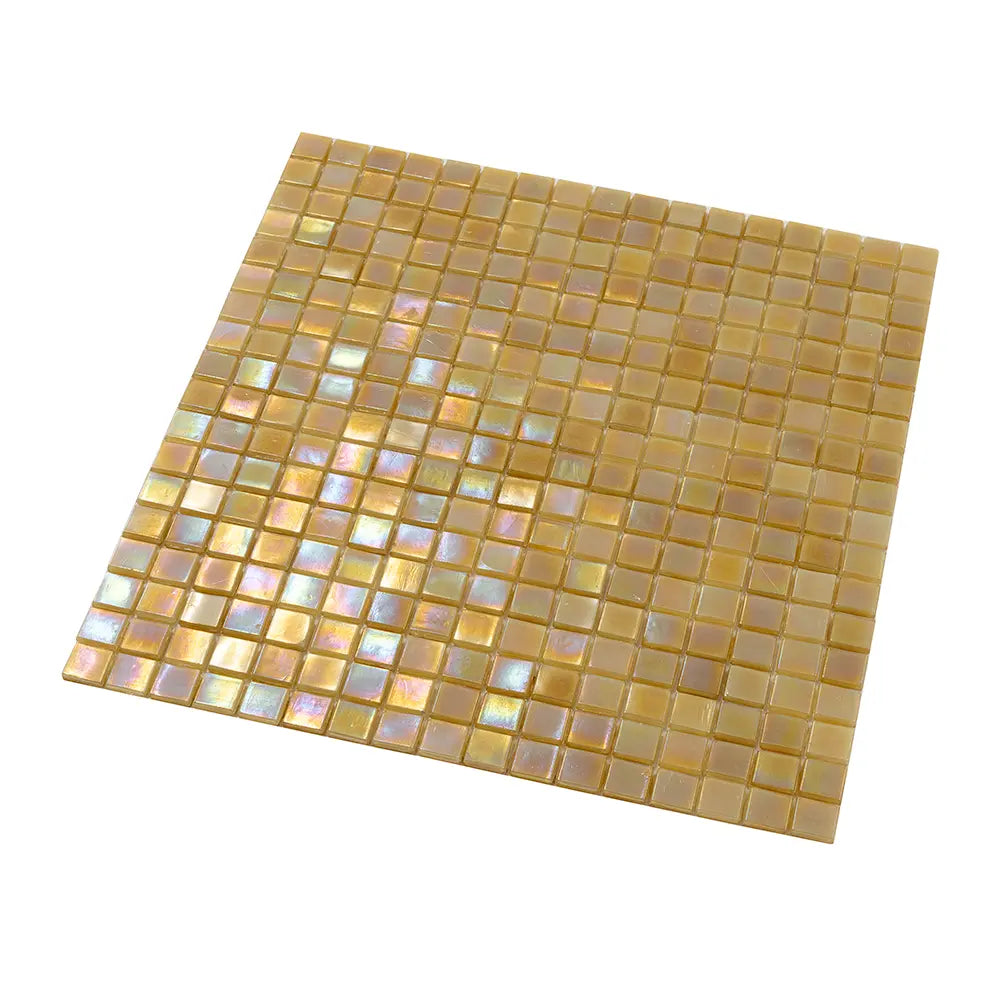 Amber Pearlescent Squares Glass Tile | Tile Club