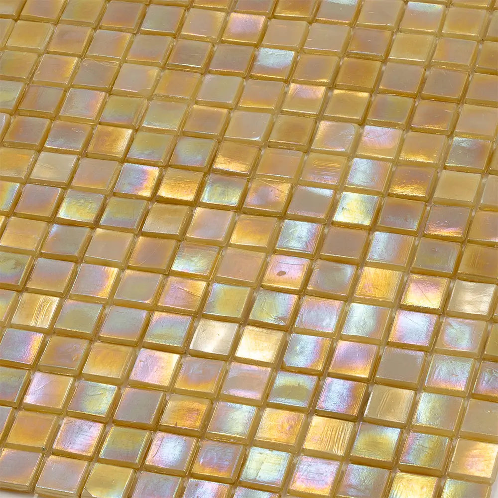 Amber Pearlescent Squares Glass Tile | Tile Club