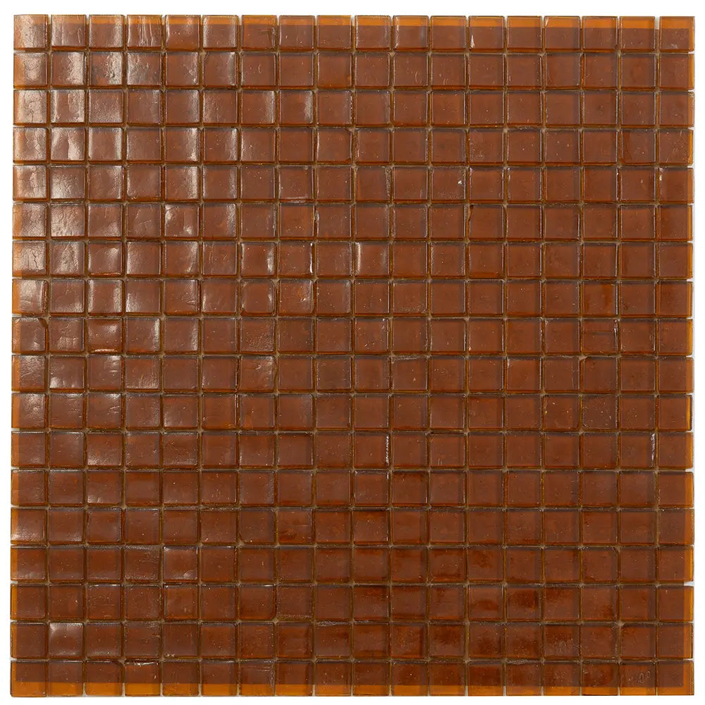 Golden Brown Squares Glass Tile | Tile Club