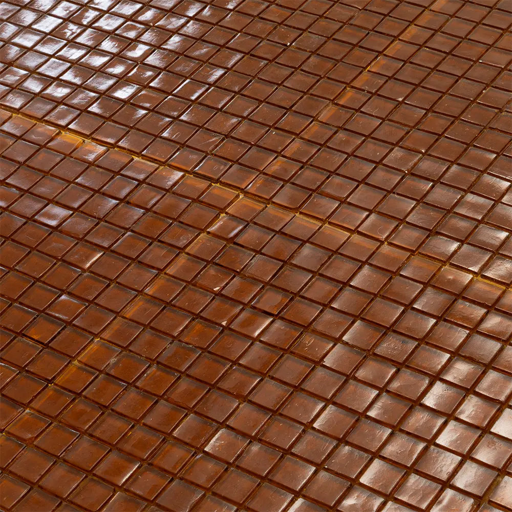 Golden Brown Squares Glass Tile | Tile Club