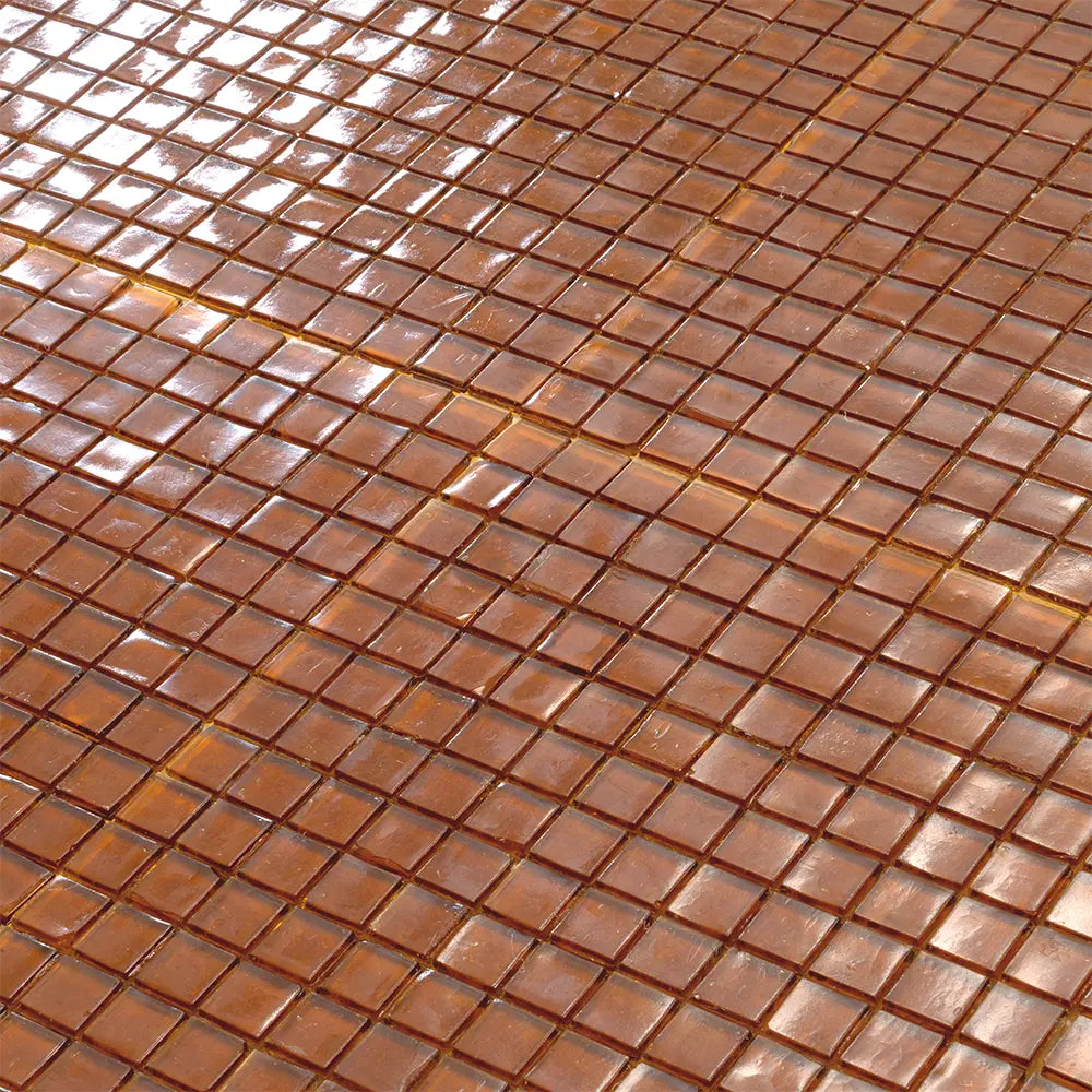 Golden Brown Squares Glass Tile | Tile Club