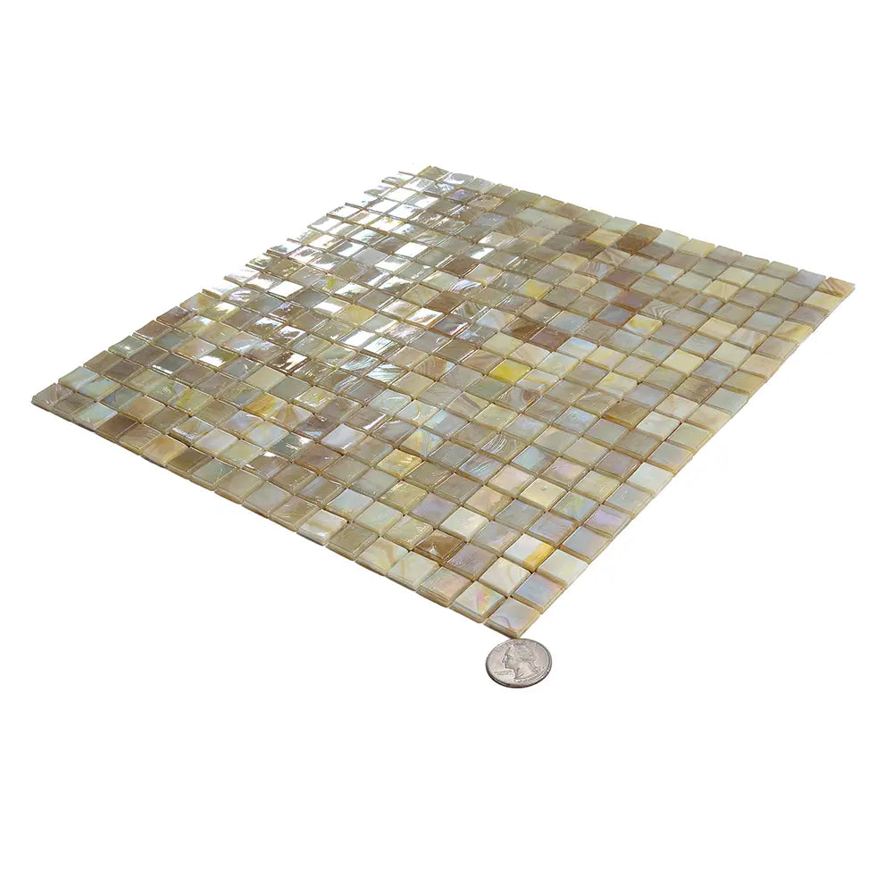 Alabaster Cream White Squares Glass Tile | Tile Club