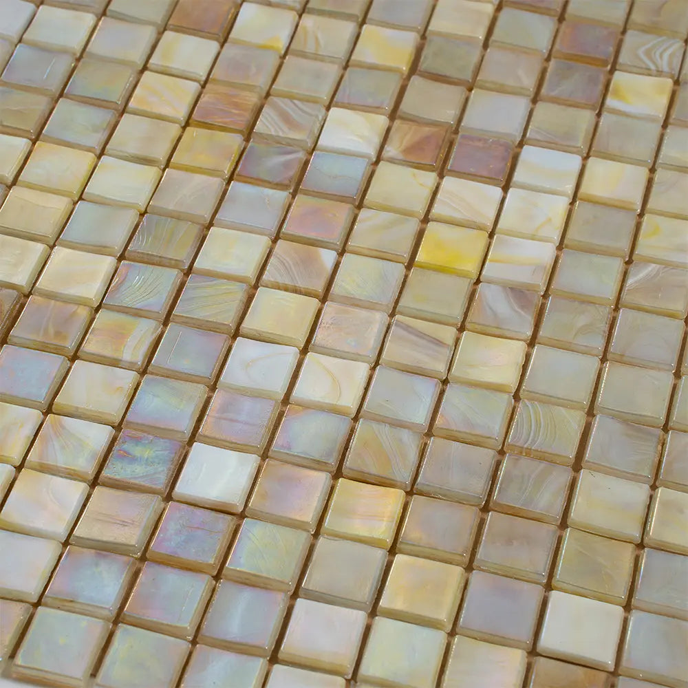 Alabaster Cream White Squares Glass Tile | Tile Club