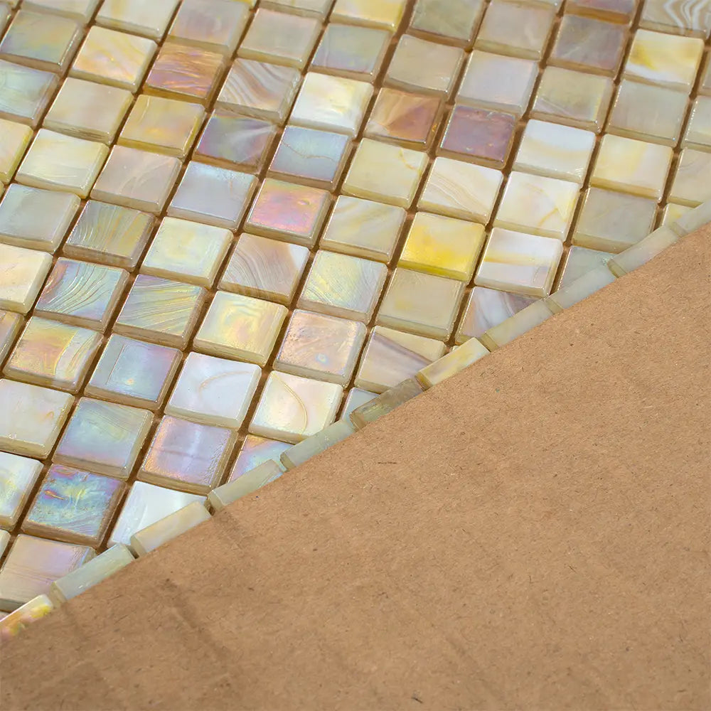 Alabaster Cream White Squares Glass Tile | Tile Club