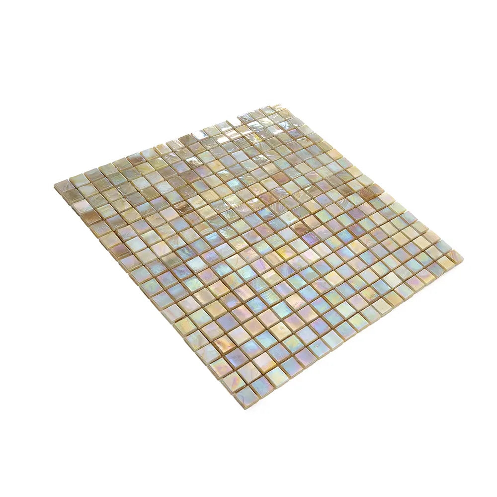 Alabaster Cream White Squares Glass Tile | Tile Club