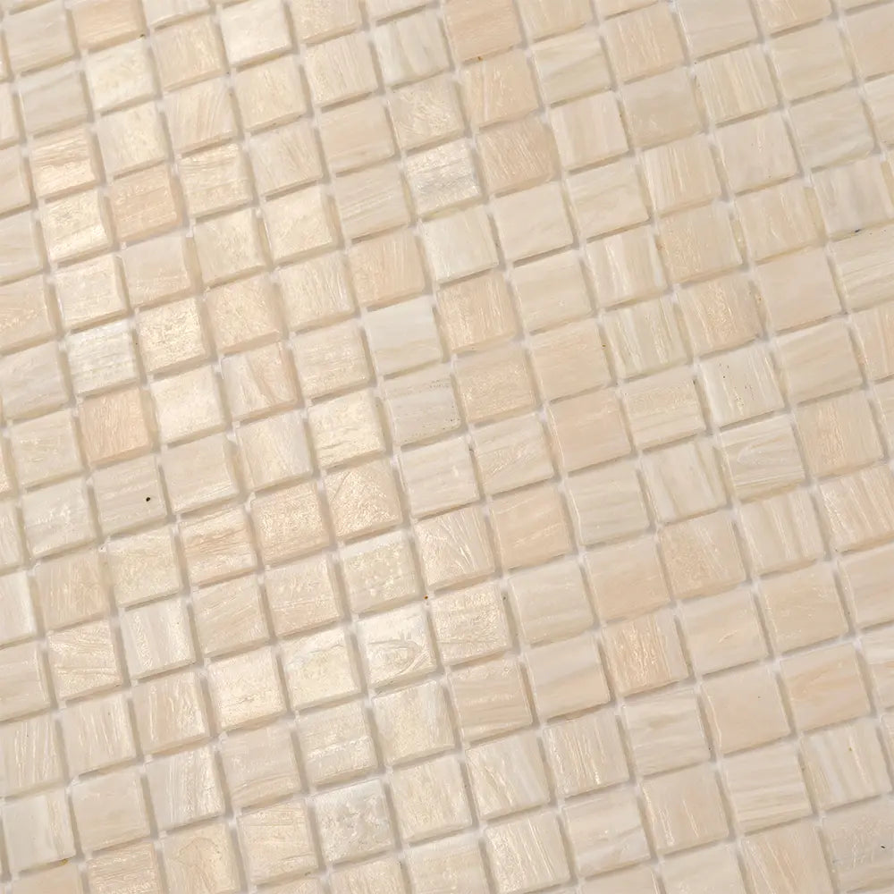 Alabaster Cream White Squares Glass Tile | Tile Club