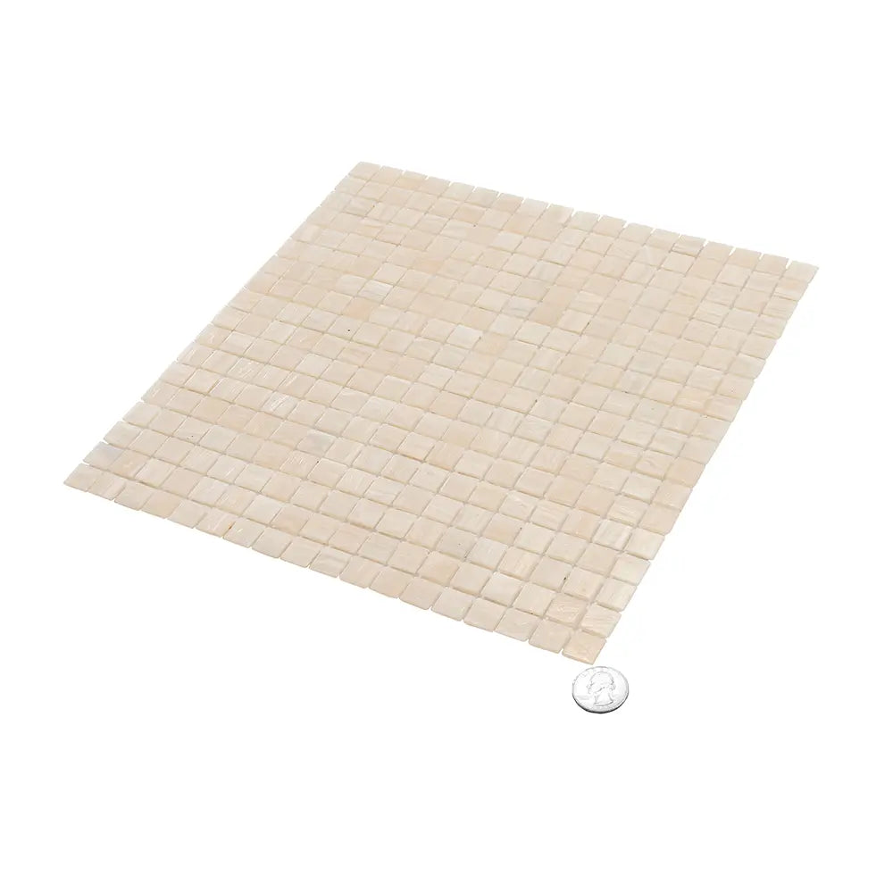 Alabaster Cream White Squares Glass Tile | Tile Club