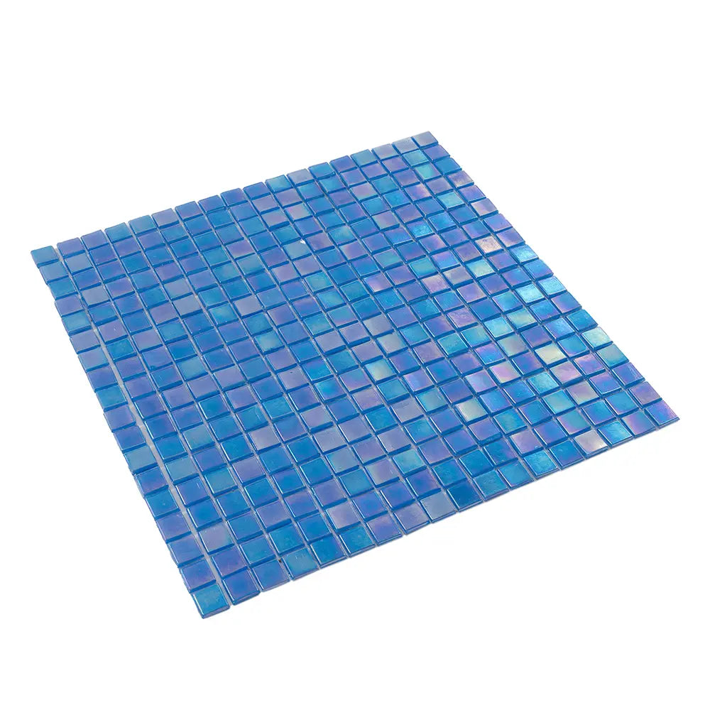 Pearlescent Sapphire Blue Squares Glass Tile | Tile Club