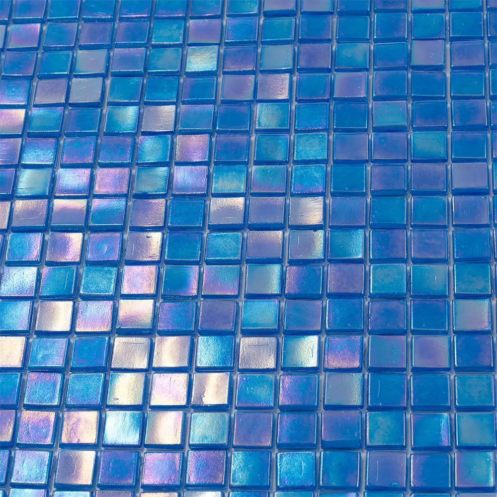 Pearlescent Sapphire Blue Squares Glass Tile | Tile Club