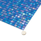 Pearlescent Sapphire Blue Squares Glass Tile | Tile Club