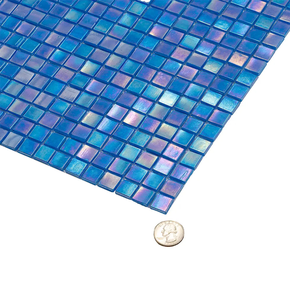 Pearlescent Sapphire Blue Squares Glass Tile | Tile Club