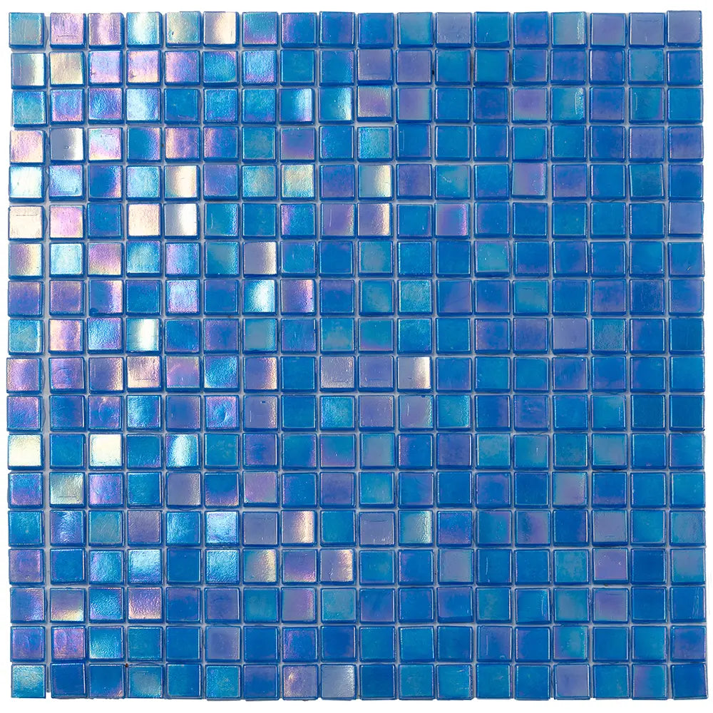 Pearlescent Sapphire Blue Squares Glass Tile | Tile Club