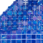 Iridescent Blue Glass Mosaic Tile | Tile Club