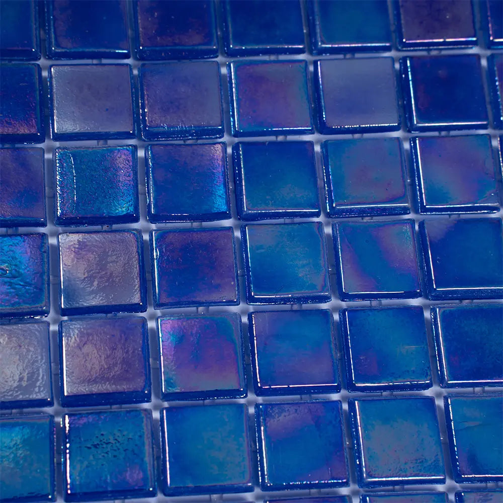 Iridescent Blue Glass Mosaic Tile | Tile Club
