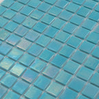 Pearly Ocean Blue Squares Glass Pool Tile | Tile Club