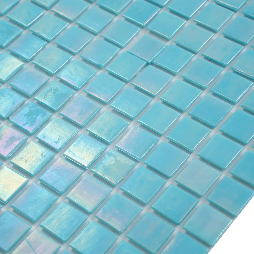 Pearly Ocean Blue Squares Glass Pool Tile | Tile Club