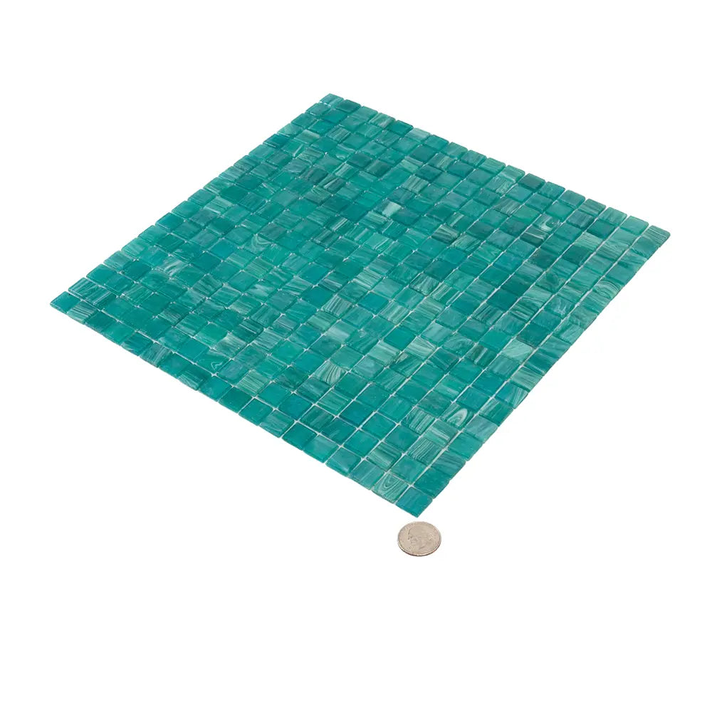 Lake Blue Mixed Squares Glass Tile | Tile Club