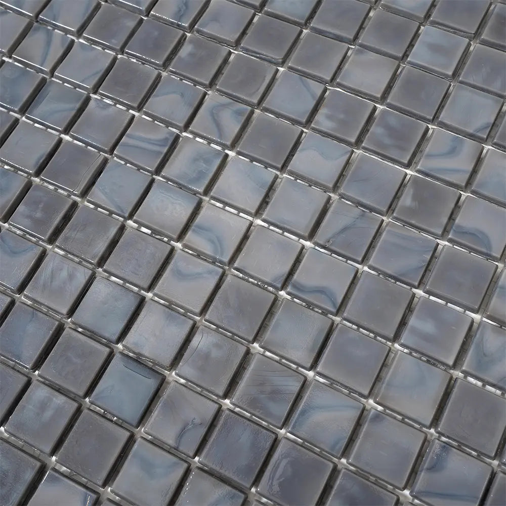 Slate Grey Mixed Squares Glass Pool Tile | Tile Club