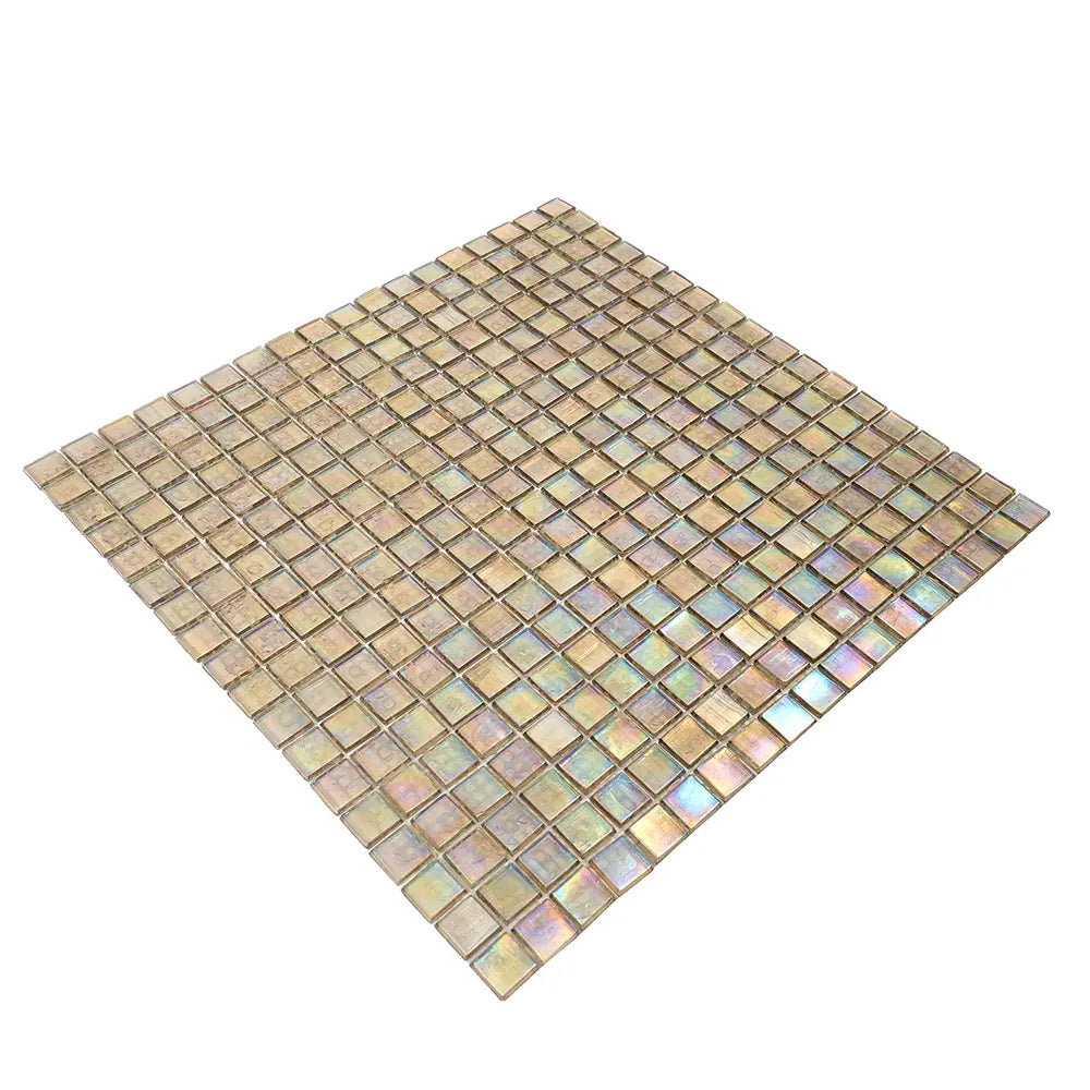 Iridescent Yellow Gold Squares Glass Tile | Tile Club