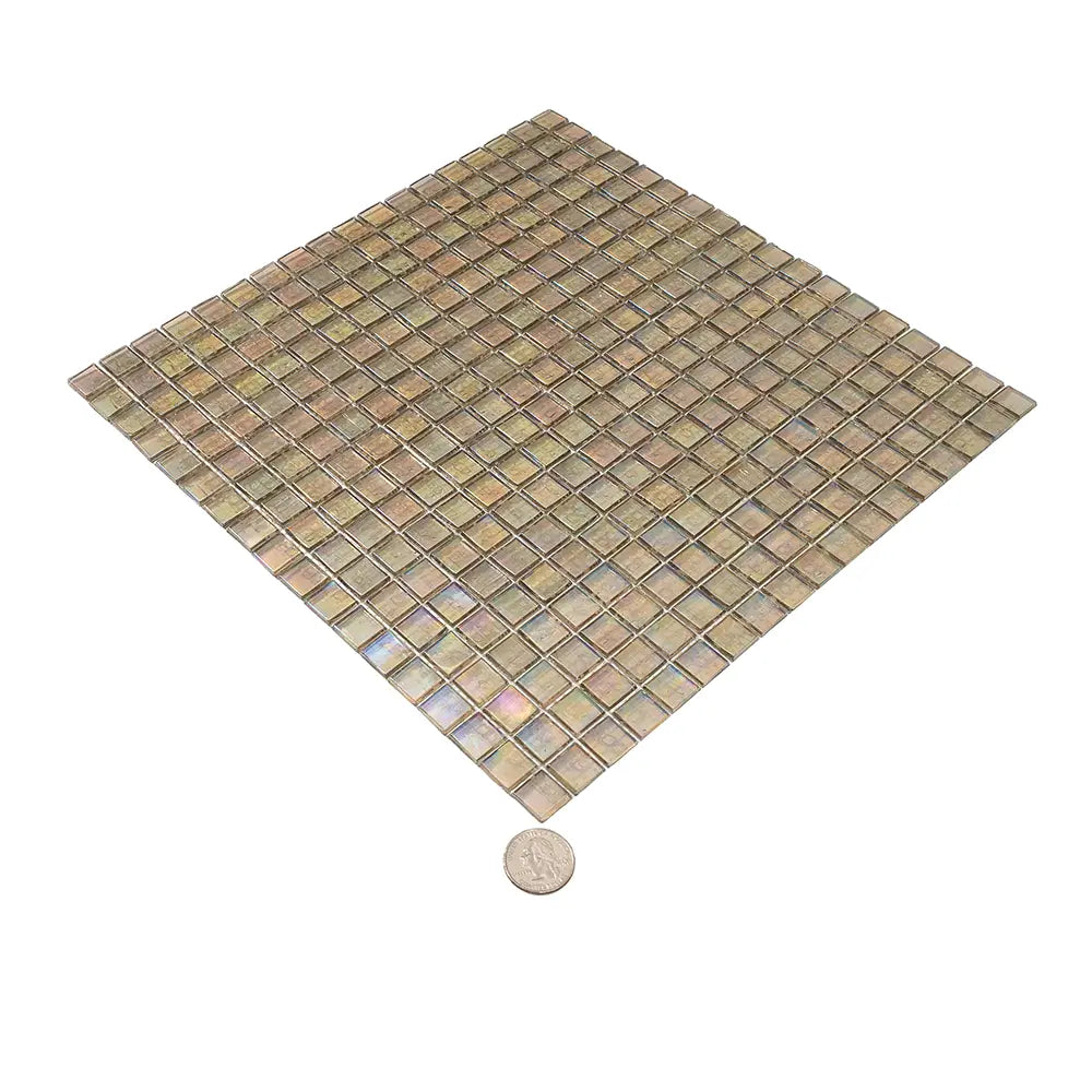 Iridescent Yellow Gold Squares Glass Tile | Tile Club