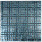 Metallic Deep Blue Foiled Squares Glass Tile | Tile Club