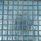 Metallic Deep Blue Foiled Squares Glass Tile | Tile Club