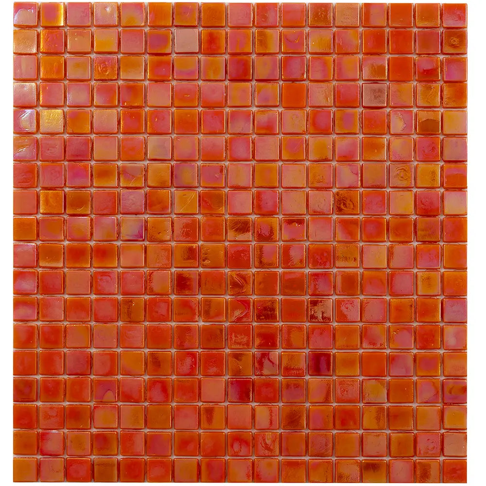 Pearlescent Orange Cream Squares Glass Pool Tile | Tile Club