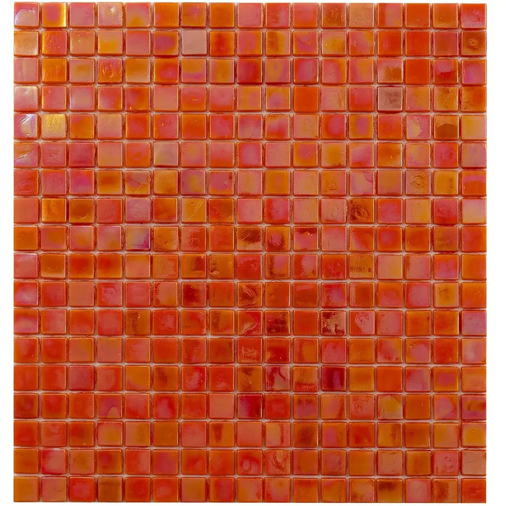 Pearlescent Orange Cream Squares Glass Pool Tile Sample | Tile Club