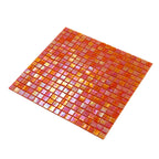 Pearlescent Orange Cream Squares Glass Pool Tile | Tile Club