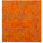 Bright Orange Squares Glass Pool Tile | Tile Club