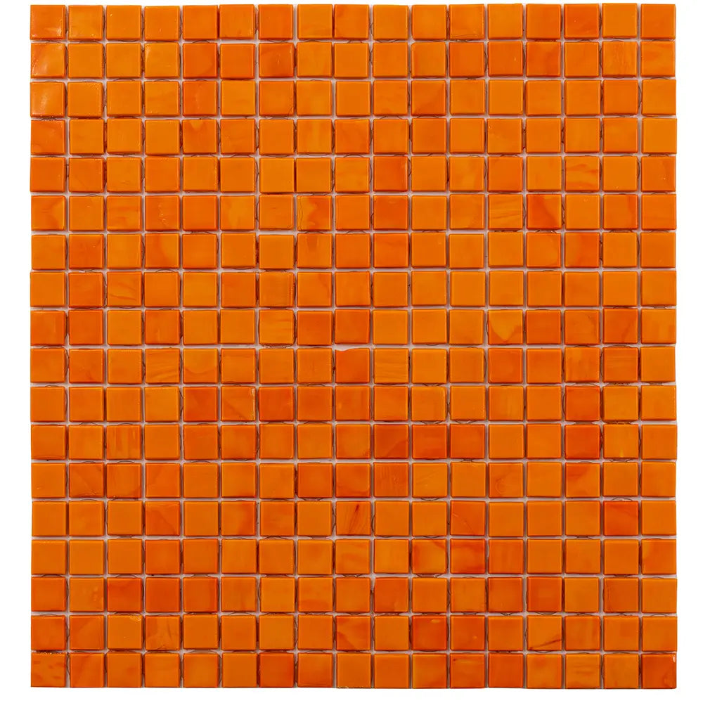Bright Orange Squares Glass Pool Tile | Tile Club