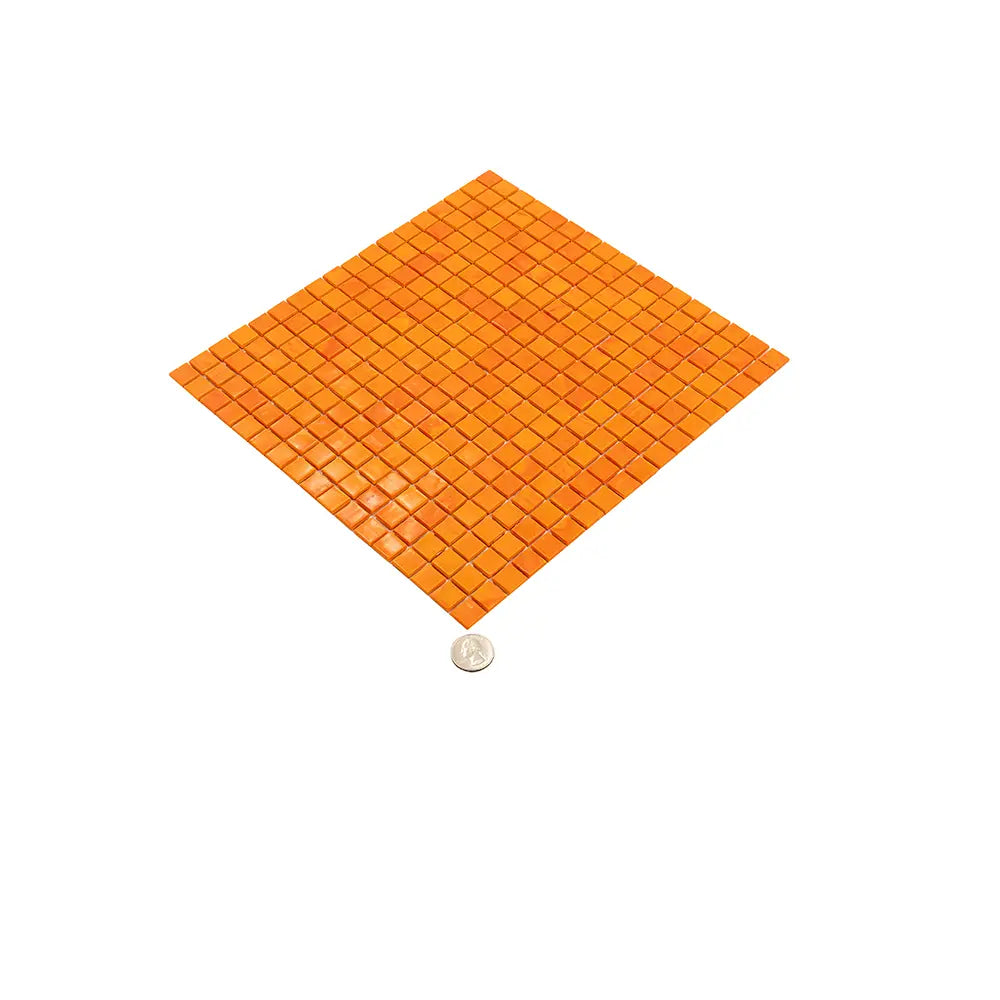 Bright Orange Squares Glass Pool Tile | Tile Club