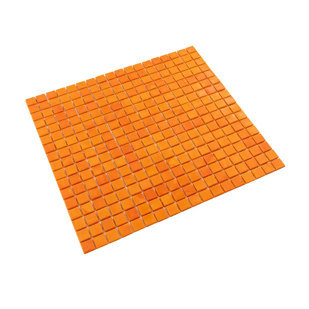 Bright Orange Squares Glass Pool Tile | Tile Club