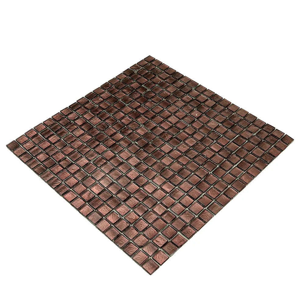 Foiled Burgundy Squares Glass Tile | Tile Club
