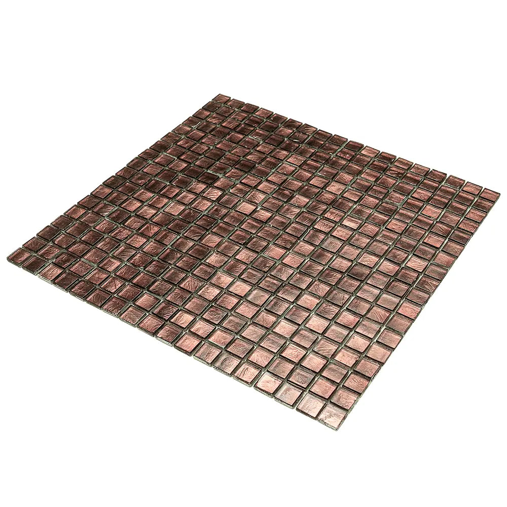 Foiled Burgundy Squares Glass Tile | Tile Club