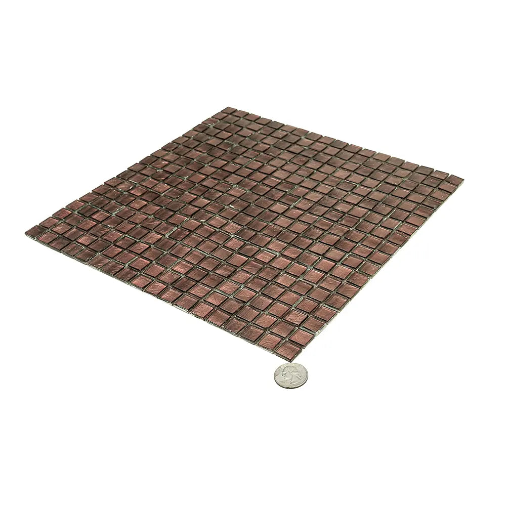 Foiled Burgundy Squares Glass Tile | Tile Club