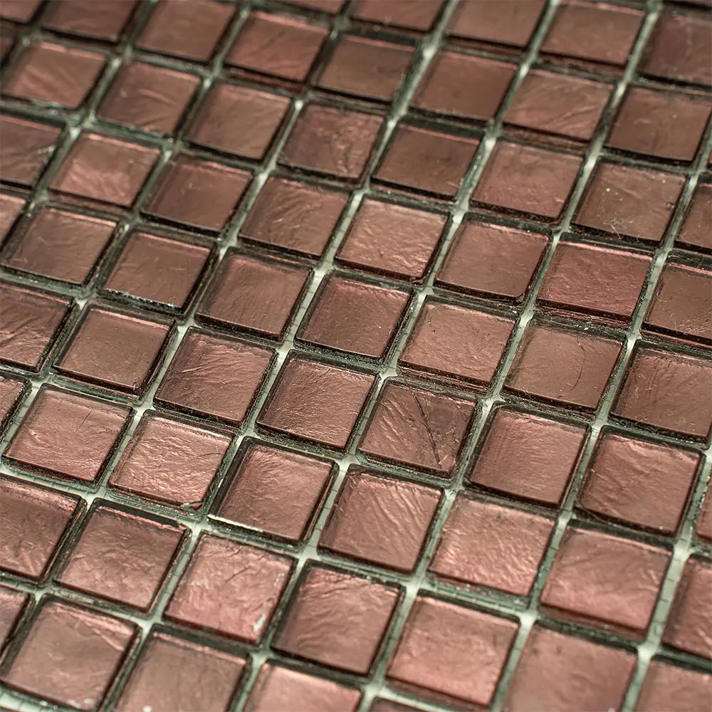 Foiled Burgundy Squares Glass Tile | Tile Club