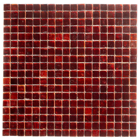 Foiled Ruby Red Squares Glass Tile | Tile Club